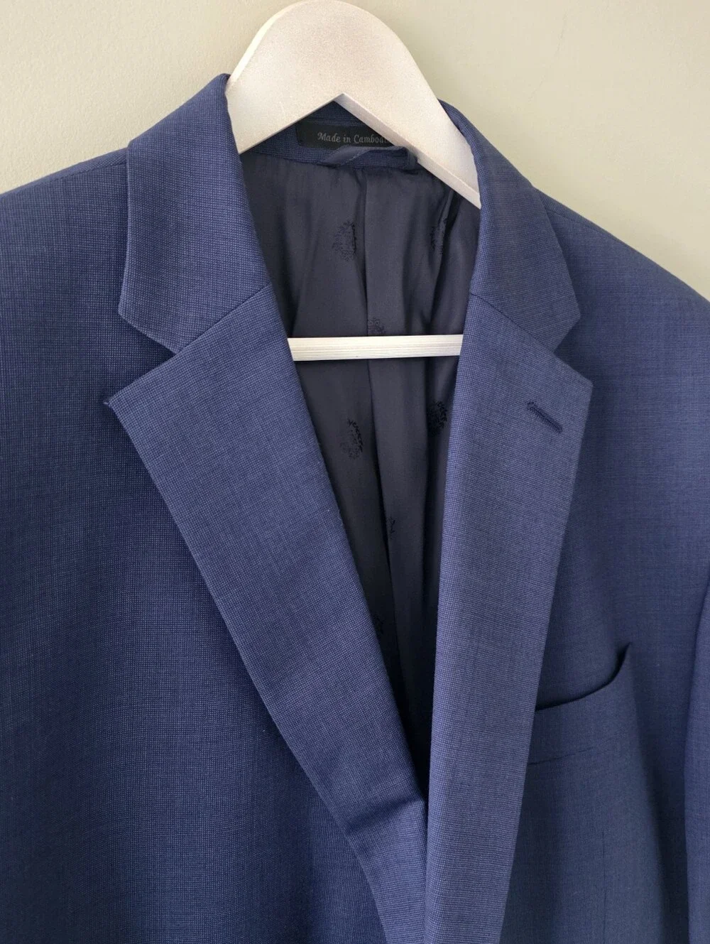 NWOT Lauren Ralph Lauren Navy Textured Weave Wool Blazer Size 48R Old Money Prep